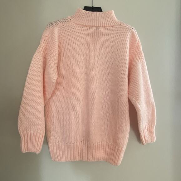 Vintage Croquet Club Sweater Womens Light Pink Pullover Mock Neck Pocket 80s - Picture 4 of 7